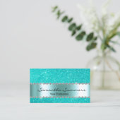 Robin's Egg Blue Diamond Metal Elegant Glitter Visitekaartje (Staand voorkant)