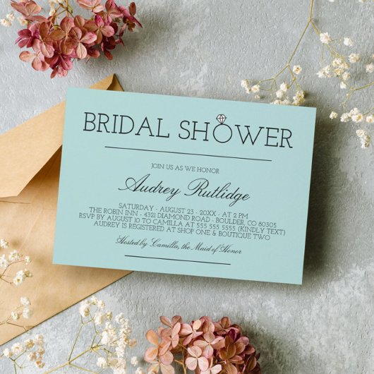 Robin's Egg Blue - Diamond Ring - Vrijgezellenfees Kaart