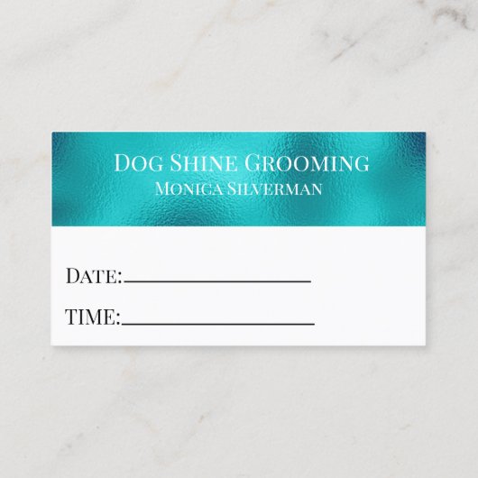 Robin's Egg Blue Dog Grooming Appointment Card Visitekaartje (Achterkant)