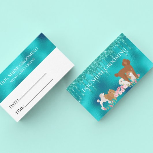 Robin's Egg Blue Dog Grooming Appointment Card Visitekaartje