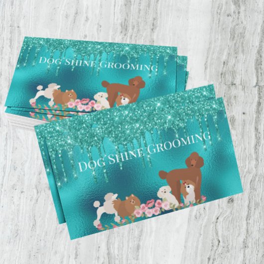 Robin's Egg Blue Dog Grooming Appointment Card Visitekaartje