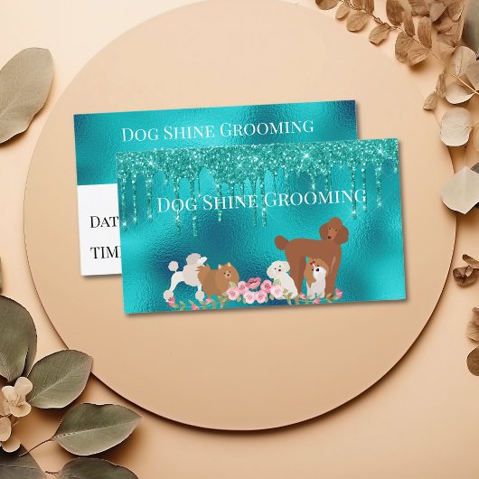 Robin's Egg Blue Dog Grooming Appointment Card Visitekaartje