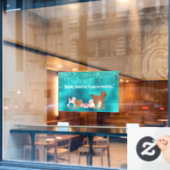 Robin's Egg Blue Dog Grooming Glitter Pet Services Raamsticker (Cafe Raam)