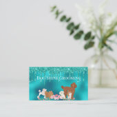 Robin's Egg Blue Dog Grooming Glitter Pet Services Visitekaartje (Staand voorkant)