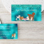 Robin's Egg Blue Dog Grooming Glitter Pet Services Visitekaartje