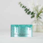 Robin's Egg Blue Drips-metaal ziet er uniek uit Visitekaartje (Staand voorkant)