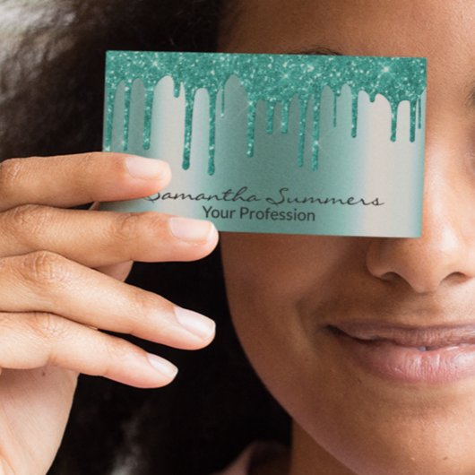Robin's Egg Blue Drips-metaal ziet er uniek uit Visitekaartje