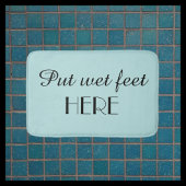 Robins Egg Blue en Black Funny Plush Bath Mat