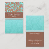 Robins Egg Blue en Brown Damask Visitekaartje (Voorkant / Achterkant)