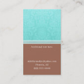 Robins Egg Blue en Brown Damask Visitekaartje (Achterkant)