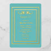 Robins Egg Blue en Folie Sweet 16 Uitnodiging (Voorkant)