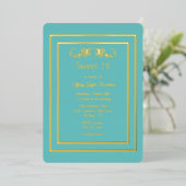 Robins Egg Blue en Folie Sweet 16 Uitnodiging (Staand Voorkant)