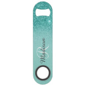Robin's Egg Blue Faux Glitter Ombre Monogram Speed Flessenopener (Achterkant)