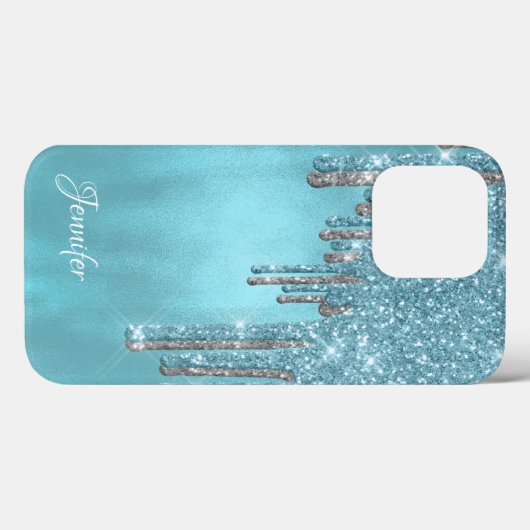 Robins Egg Blue Glitter Drivers Case-Mate iPhone Case (Achterkant (horizontaal))