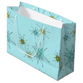 Robin's Egg Blue Iconic Atomic Starbursts Gift Bag Groot Cadeauzakje (Voorkant Gekanteld)