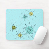 Robin's Egg Blue Iconic Atomic Starbursts Mousepad Muismat (Met muis)
