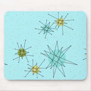 Robin's Egg Blue Iconic Atomic Starbursts Mousepad Muismat