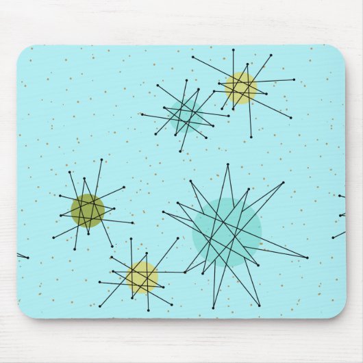 Robin's Egg Blue Iconic Atomic Starbursts Mousepad Muismat (Voorkant)