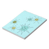 Robin's Egg Blue Iconic Atomic Starbursts Notepad Notitieblok (Linkerzijde)