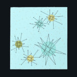 Robin's Egg Blue Iconic Atomic Starbursts Notepad Notitieblok<br><div class="desc">Het patroon van deze Robin's oegblauw Iconisch atoomstaarten Blocnote kenmerkt iconische atomaire sterrenbursts. Dat klopt! De oude school, robin's eitblauwe achtergrond met gouden spugen, is de perfecte achtergrond voor de levendige turquoise, het kalkselderij en kitschy peren groene cirkels. De vlekken van kleur worden sporadisch geplaatst in diverse grootte met het...</div>