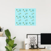 Robin's Egg Blue Iconic Atomic Starbursts Poster (Thuiskantoor)