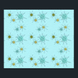 Robin's Egg Blue Iconic Atomic Starbursts Poster<br><div class="desc">Dit Robin's Egg Blue Iconic Atomic Starbursts Poster patroon kenmerkt iconische atomaire sterrenbursts. Dat klopt! De oude school, robin's eitblauwe achtergrond met gouden spugen, is de perfecte achtergrond voor de levendige turquoise, het kalkselderij en kitschy peren groene cirkels. De vlekken van kleur worden sporadisch geplaatst in diverse grootte met het...</div>