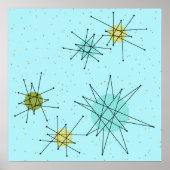 Robin's Egg Blue Iconic Atomic Starbursts Poster (Voorkant)