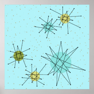 Robin's Egg Blue Iconic Atomic Starbursts Poster