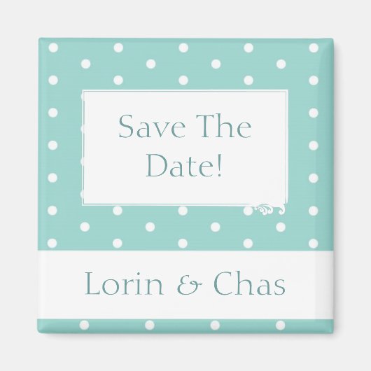 Robin's Egg Blue Jewelry Box met polka dots Magneet (Voorkant)