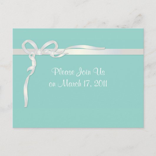 Robin's Egg Blue Jewelry Box met White Ribbon Briefkaart (Voorkant)