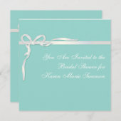 Robin's Egg Blue Jewelry Box met White Ribbon Kaart (Voorkant / Achterkant)