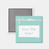 Robin's Egg Blue Jewelry Box met White Ribbon Magneet (Voorkant / Achterkant)