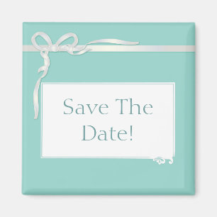 Robin's Egg Blue Jewelry Box met White Ribbon Magneet