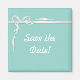 Robin's Egg Blue Jewelry Box met White Ribbon Magneet