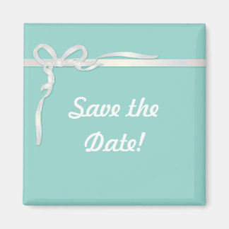 Robin's Egg Blue Jewelry Box met White Ribbon Magneet