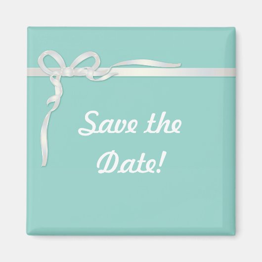 Robin's Egg Blue Jewelry Box met White Ribbon Magneet (Voorkant)