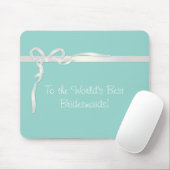 Robin's Egg Blue Jewelry Box met White Ribbon Muismat (Met muis)