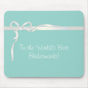 Robin's Egg Blue Jewelry Box met White Ribbon Muismat