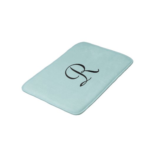 Robin's Egg Blue Monogrammed Minimalist Plush Badmat (Gekanteld)
