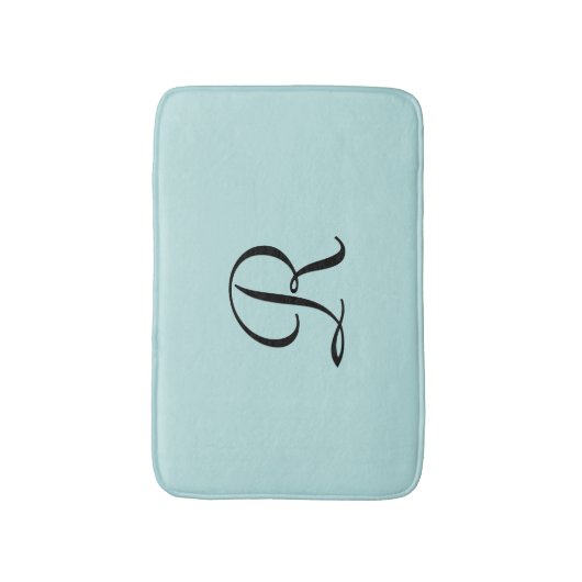Robin's Egg Blue Monogrammed Minimalist Plush Badmat (Voorkant Verticaal)