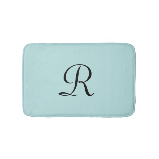 Robin's Egg Blue Monogrammed Minimalist Plush Badmat (Voorkant)