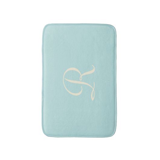 Robin's Egg Blue Monogrammed Plush Bath Mat (Voorkant Verticaal)