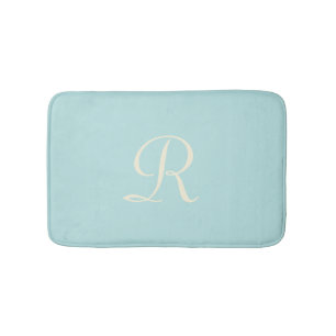 Robin's Egg Blue Monogrammed Plush Bath Mat