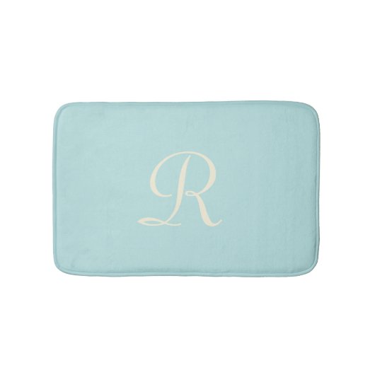 Robin's Egg Blue Monogrammed Plush Bath Mat (Voorkant)
