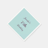 Robins Egg Blue, Name, 75th Birthday Party Paper Servet (Hoek)