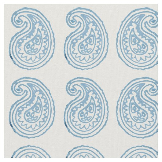 Robin's Egg Blue Paisley Fabric van Margaret Juul Stof (Close Up)
