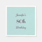 Robins Egg Blue Paper Napkins, 80th Birthday Party Servet (Voorkant)
