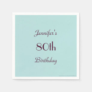 Robins Egg Blue Paper Napkins, 80th Birthday Party Servet