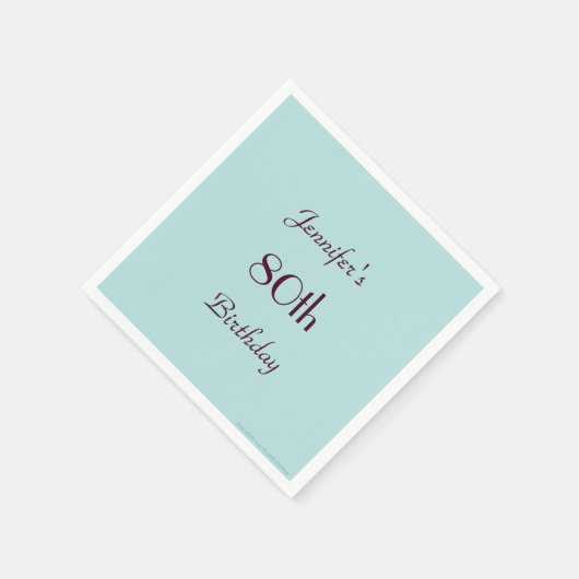 Robins Egg Blue Paper Napkins, 80th Birthday Party Servet (Hoek)