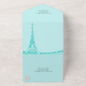 Robins Egg Blue Paris Threadding All In One Uitnodiging (Buitenkant)
